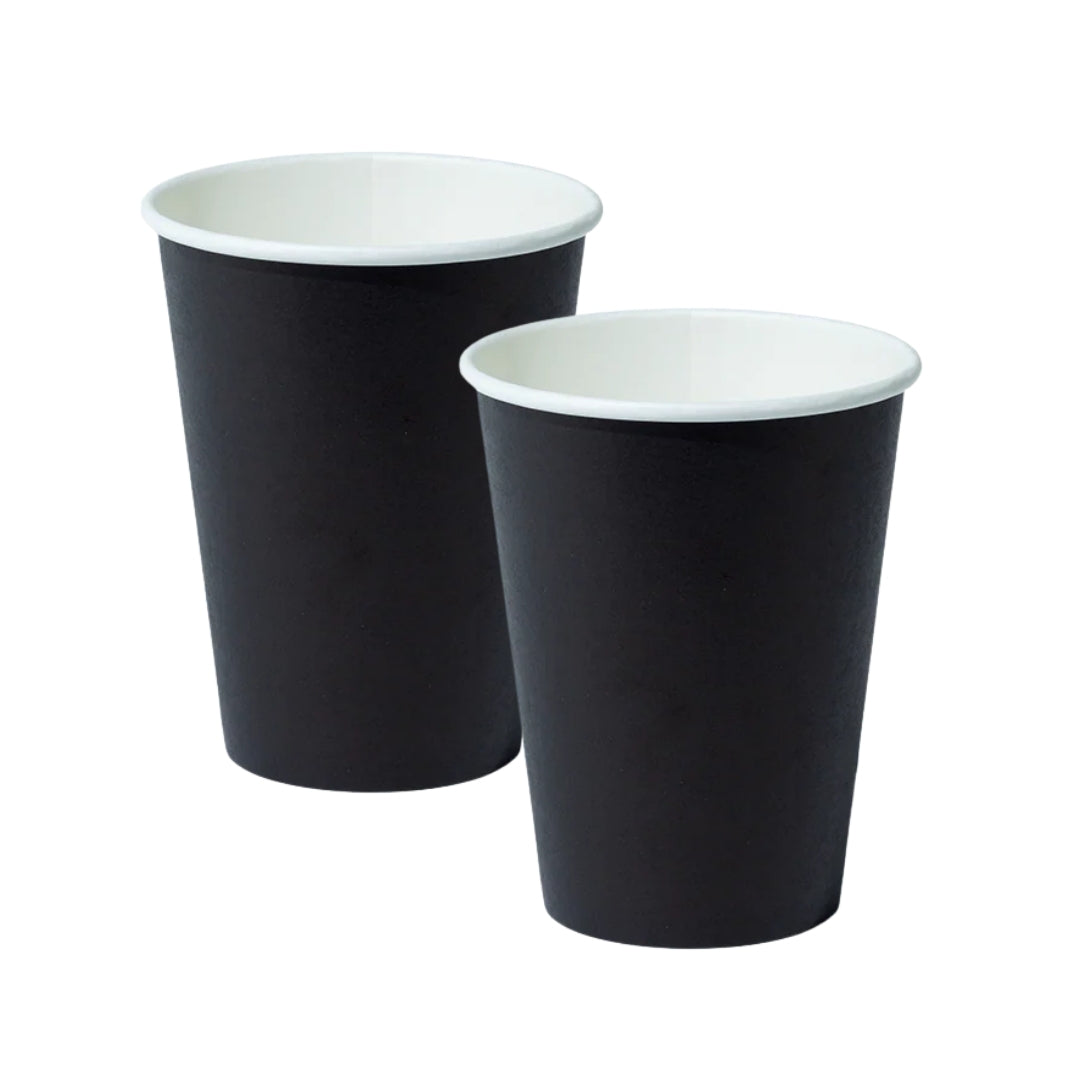 Black Solid Paper Cups 350ML-10PC