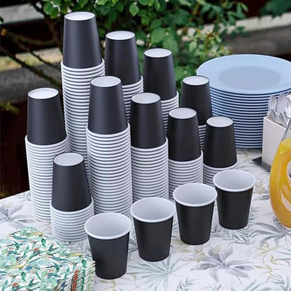 Black Solid Paper Cups 350ML-10PC