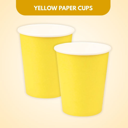 Yellow Solid Paper Cups 350ML-10PC