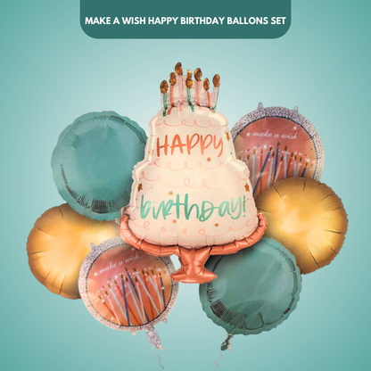 Make a Wish Happy Birthday Pastel Balloons Set - 7PC