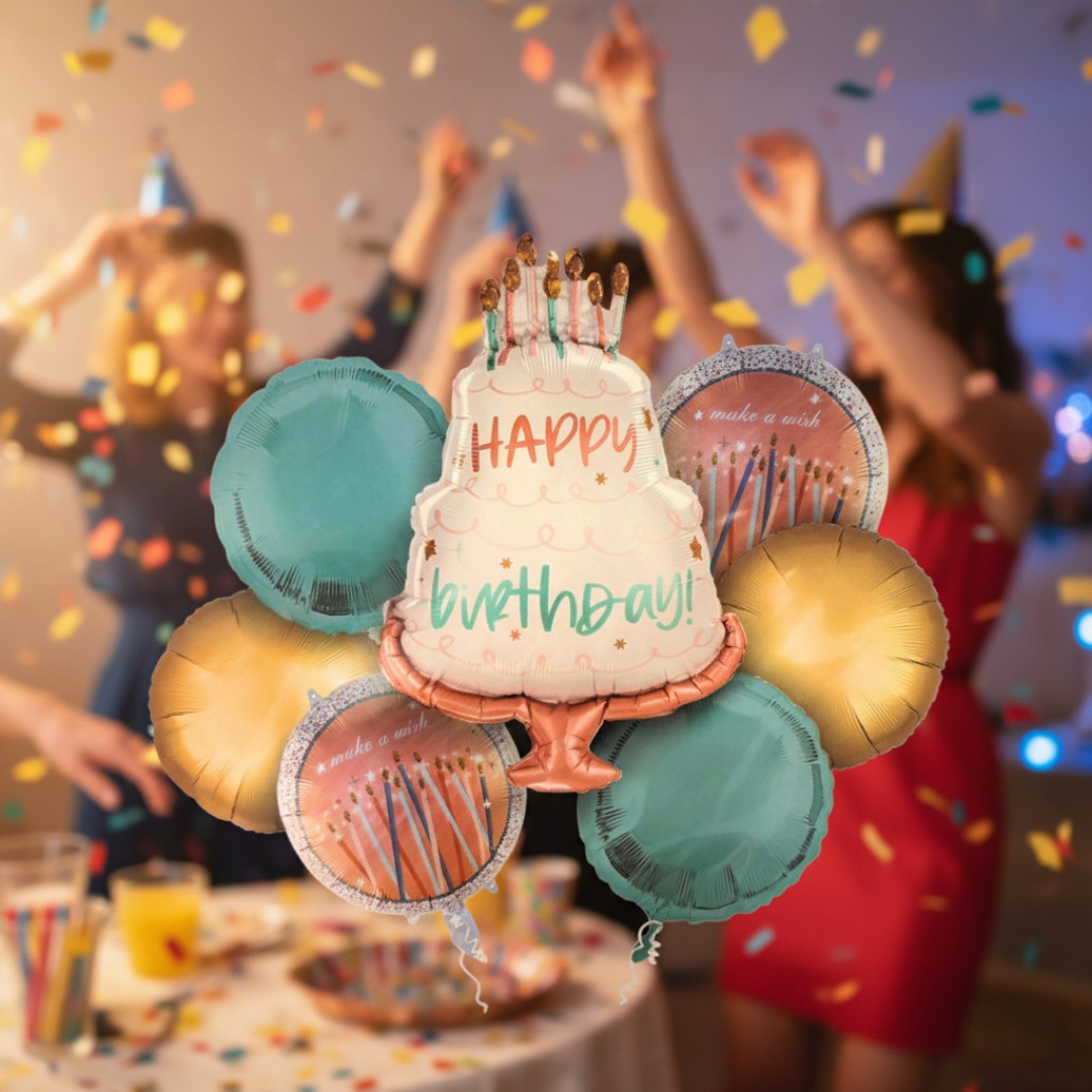 Make a Wish Happy Birthday Pastel Balloons Set - 7PC