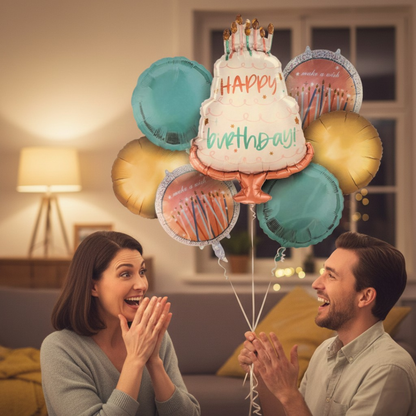 Make a Wish Happy Birthday Pastel Balloons Set - 7PC