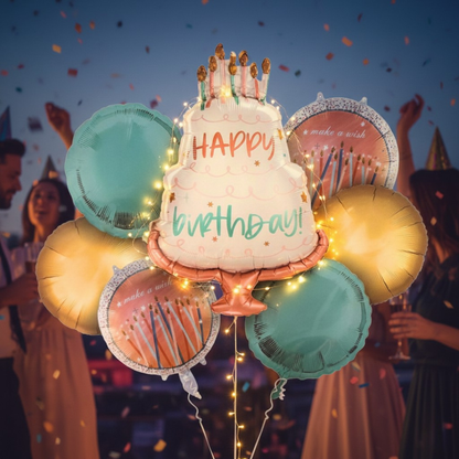 Make a Wish Happy Birthday Pastel Balloons Set - 7PC