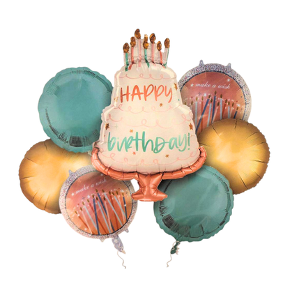 Make a Wish Happy Birthday Pastel Balloons Set - 7PC