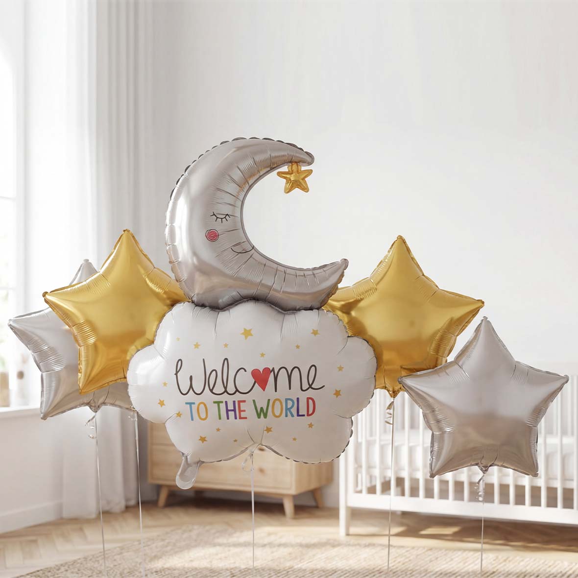 Welcome to the World Moon & Cloud Balloon Set - 5PC
