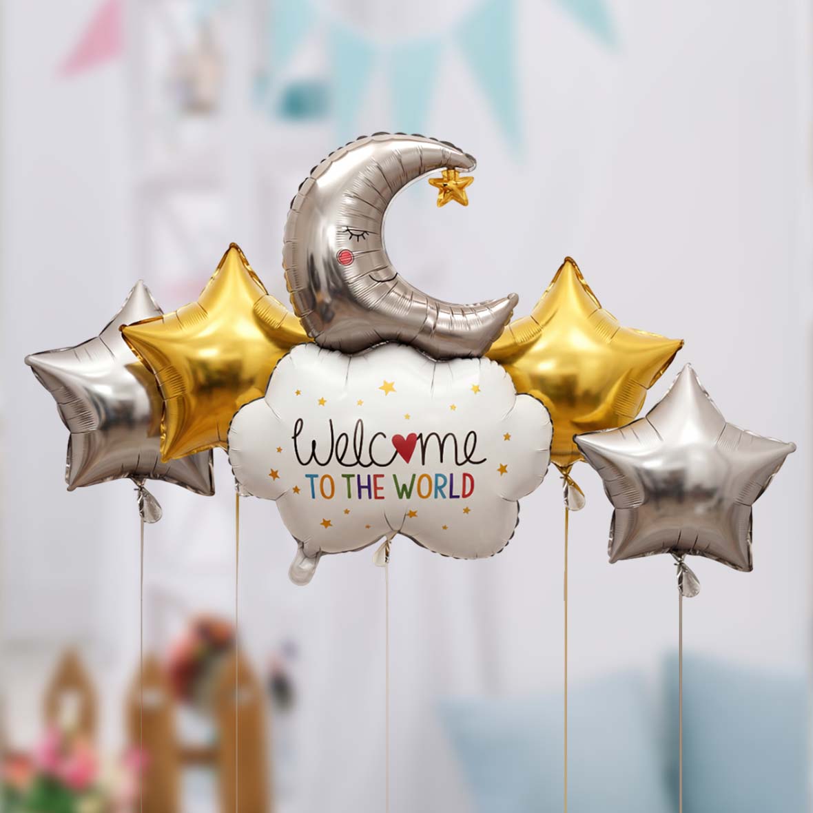 Welcome to the World Moon & Cloud Balloon Set - 5PC