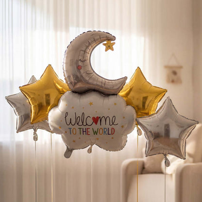 Welcome to the World Moon & Cloud Balloon Set - 5PC