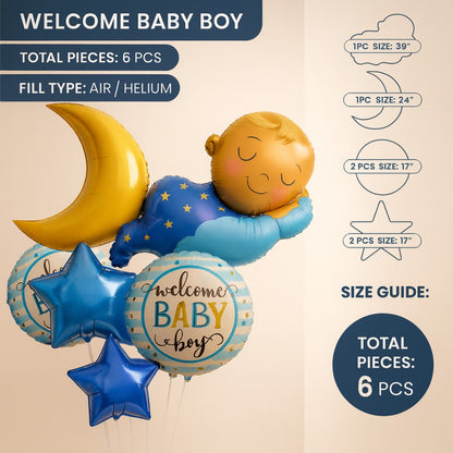 Welcome Baby Boy Balloon Set - 6PC