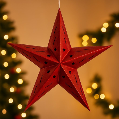 Iridiscent Red Star Hanging Decoration 24"