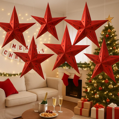 Iridiscent Red Star Hanging Decoration 24"