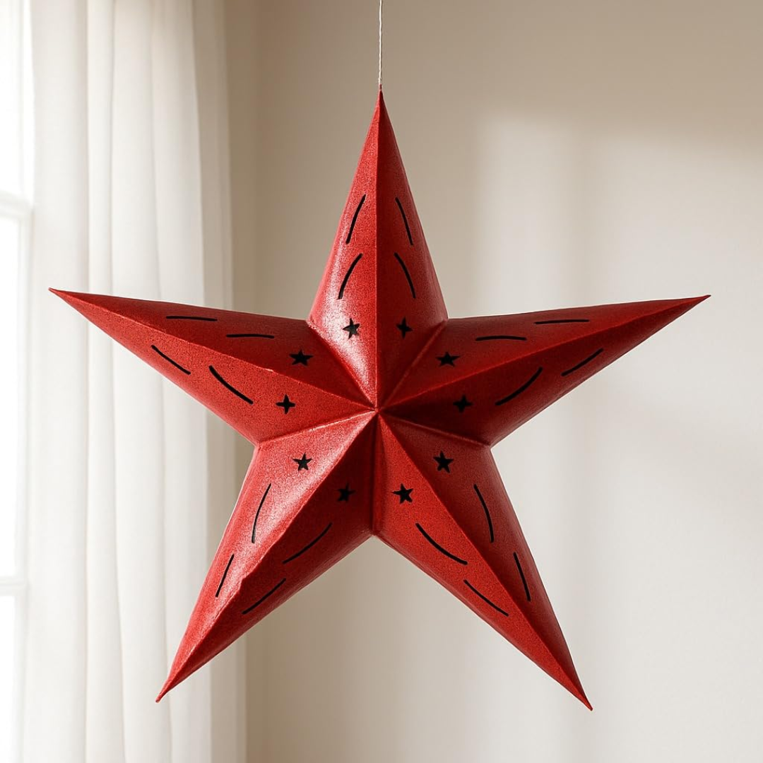 Iridiscent Red Star Hanging Decoration 24"