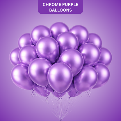 Chrome Purple Latex Balloons Pack of 10 | Metallic Finish Party Balloons | Premium Quality for Birthday, Anniversary & Celebration Decor