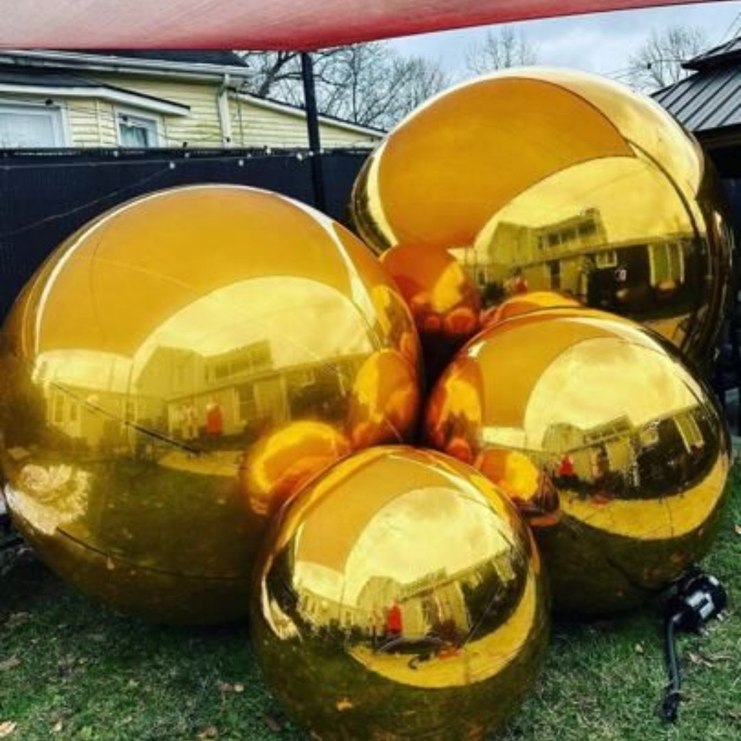 Large Gold Mirror Orbz Foil Balloon 60 Inches | Premium Metallic Sphere Balloon | Helium Supported Luxury Party Decoration for Birthday, Wedding & Anniversary Decor