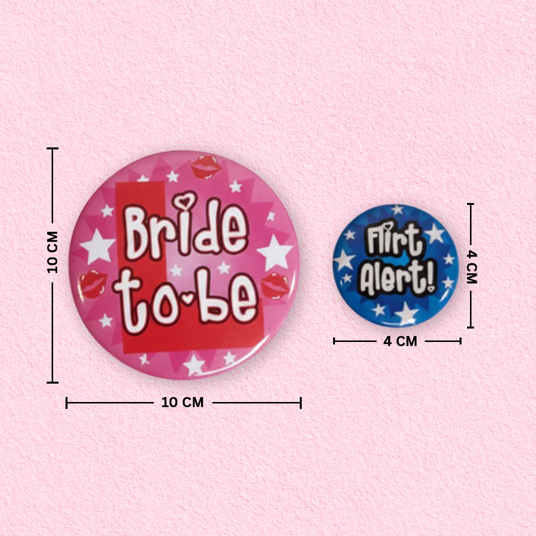 Bachelorette Bridal Shower Badges Set - 8PC