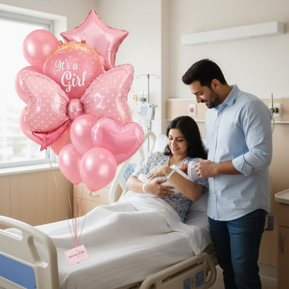 Its a Girl Bow Balloon Set - Pack of 10