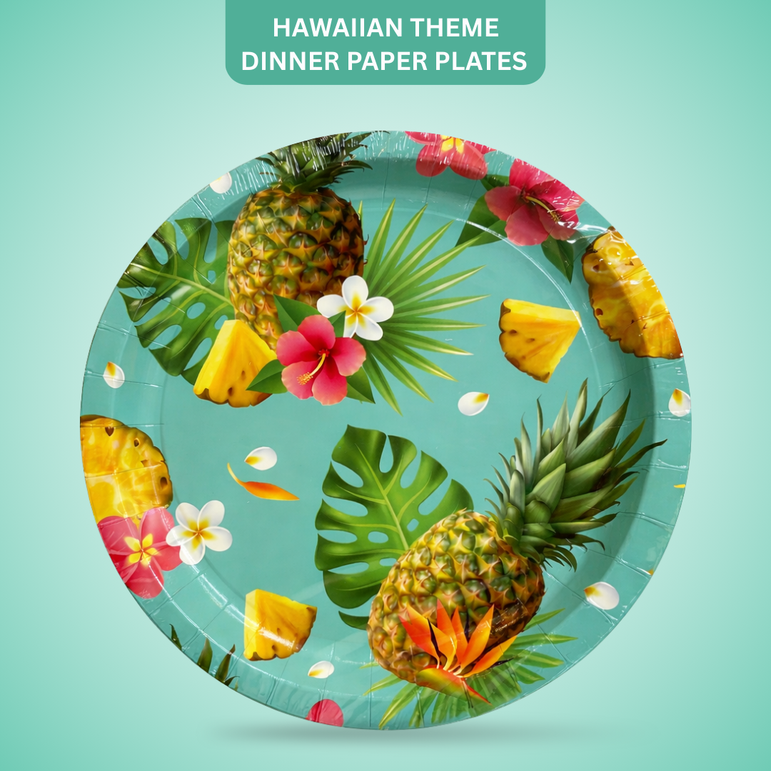 Hawaiian Theme Dinner Party Paper Plates  10.25 inches - 8PC