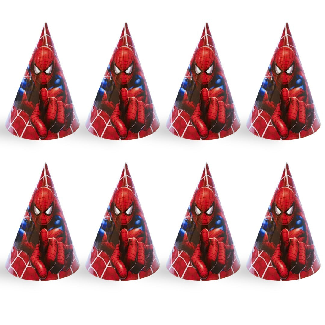 Spiderman Theme Birthday Caps - 8PC