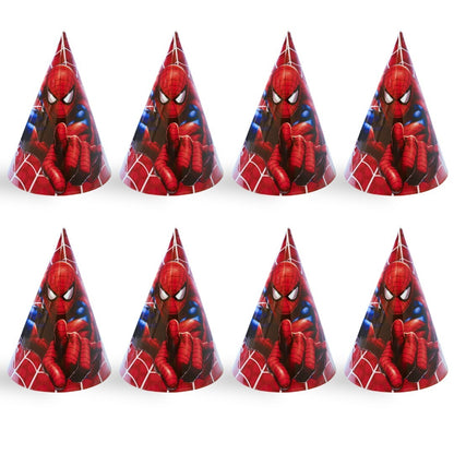 Spiderman Theme Birthday Caps - 8PC