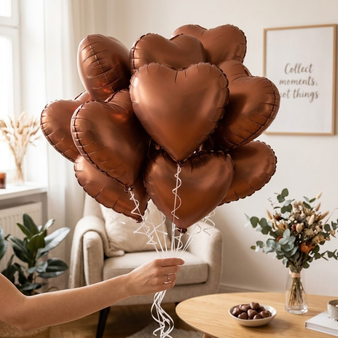 Heart Shaped Foil Balloon 1 Pc | Metallic Finish Romantic Balloon | Valentine, Anniversary & Proposal Decoration