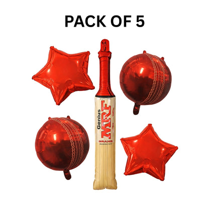 Cricket Theme Foil Balloon Set of 5 | Sports Party Balloons | Kids Birthday Cricket Decoration Kit