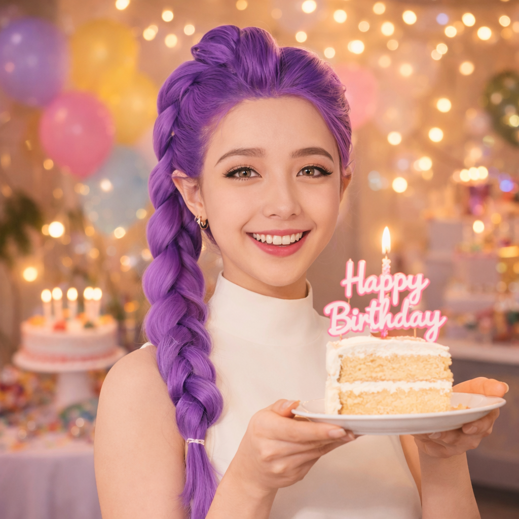 K-POP Rumi Purple Braided Wig
