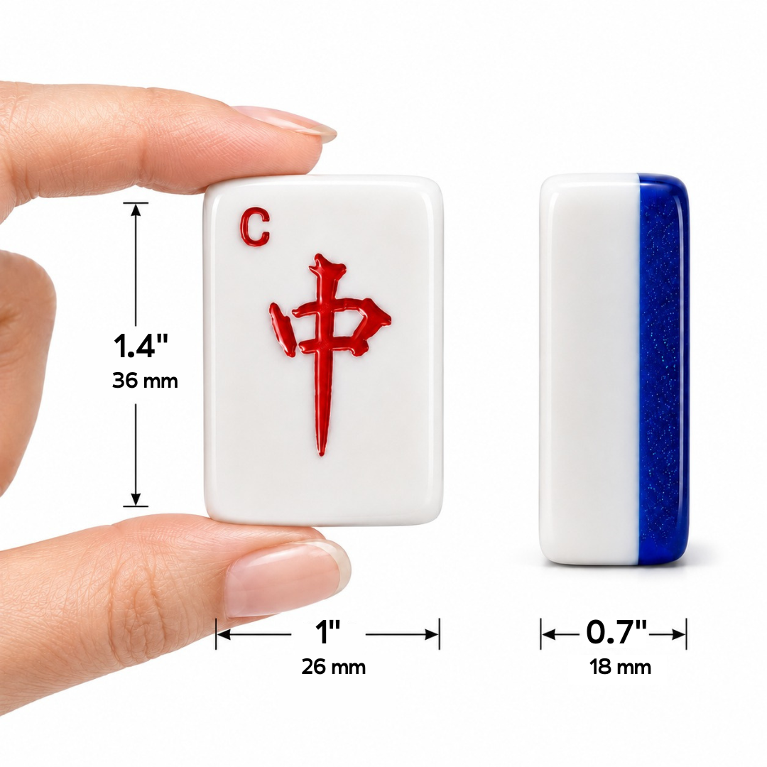 American Mahjong White & Blue Double Layered Tiles Travel Set 36MM - 144 Tiles