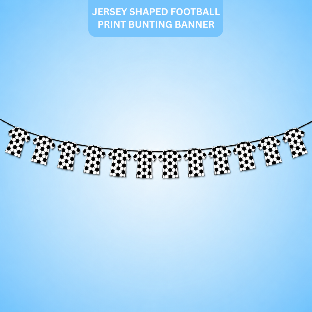 Football Theme Jersey Shaped Paper Bunting Banner - 10FT | World Cup Foot Ball Fever Banner with Soccer Print | Garland for Match Day Party