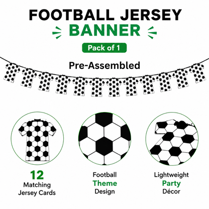 Football Theme Jersey Shaped Paper Bunting Banner - 10FT | World Cup Foot Ball Fever Banner with Soccer Print | Garland for Match Day Party