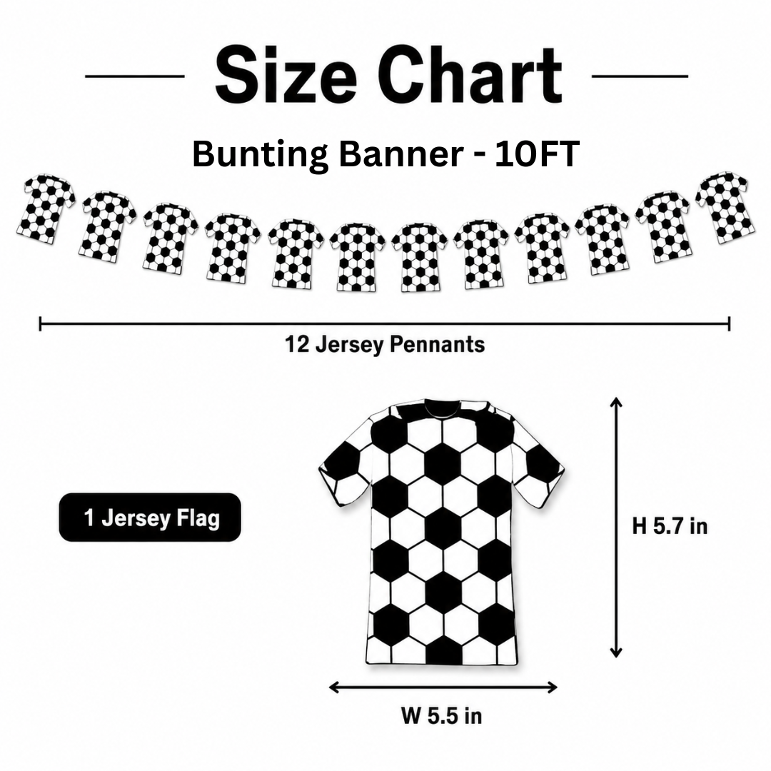 Football Theme Jersey Shaped Paper Bunting Banner - 10FT | World Cup Foot Ball Fever Banner with Soccer Print | Garland for Match Day Party
