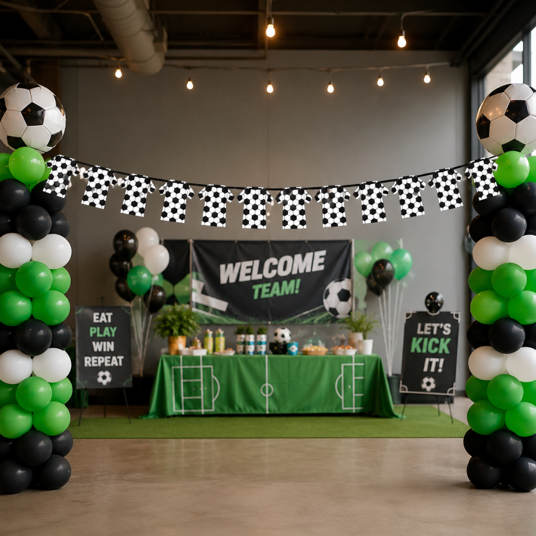 Football Theme Jersey Shaped Paper Bunting Banner - 10FT | World Cup Foot Ball Fever Banner with Soccer Print | Garland for Match Day Party