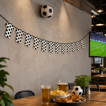 Football Theme Jersey Shaped Paper Bunting Banner - 10FT | World Cup Foot Ball Fever Banner with Soccer Print | Garland for Match Day Party