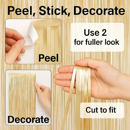 Wanna Party 2Pcs Champagne Gold Foil Curtain For Decor