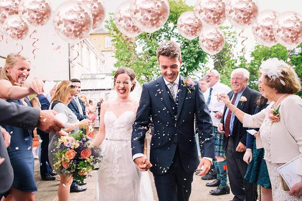 Rose Gold Confetti Balloons Combo - 10PC