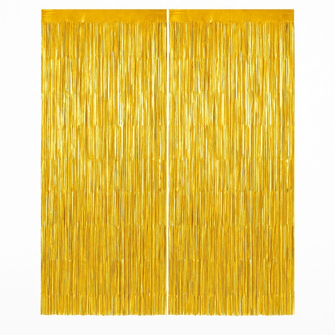 Wanna Party 2Pcs Textured Shiny Gold Foil Curtain
