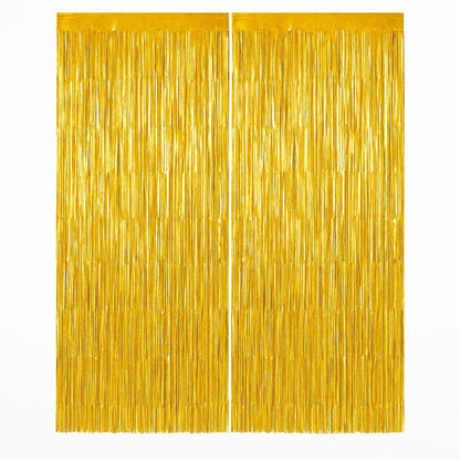 Wanna Party 2Pcs Textured Shiny Gold Foil Curtain