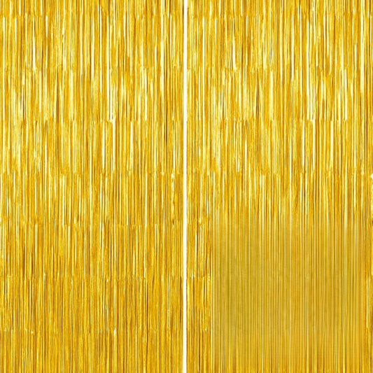 Wanna Party 2Pcs Textured Shiny Gold Foil Curtain