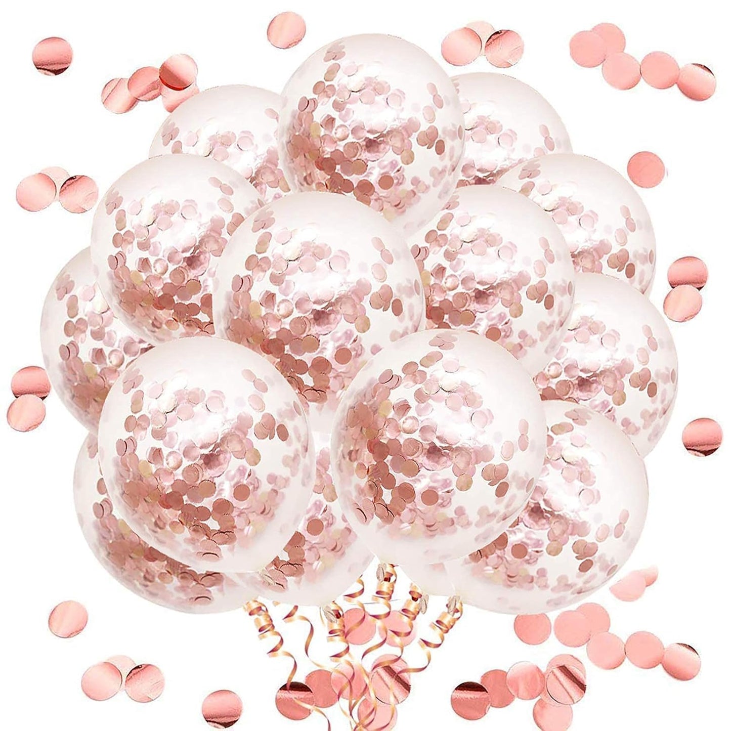 Rose Gold Confetti Balloons Combo - 10PC