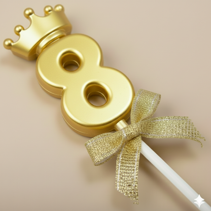Golden Crown Numerical Candle No. 8