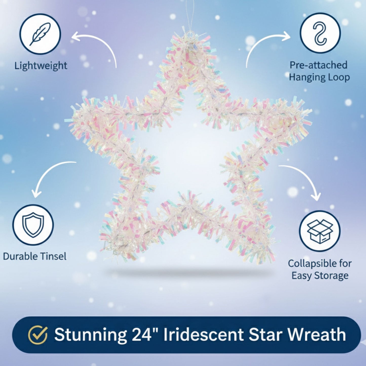 Iridiscent Star Shaped Wreath 24"
