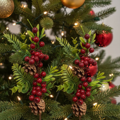 Pine Tree Inserts with Rubber Plant, Cherries and Pine Cones - 1PC
