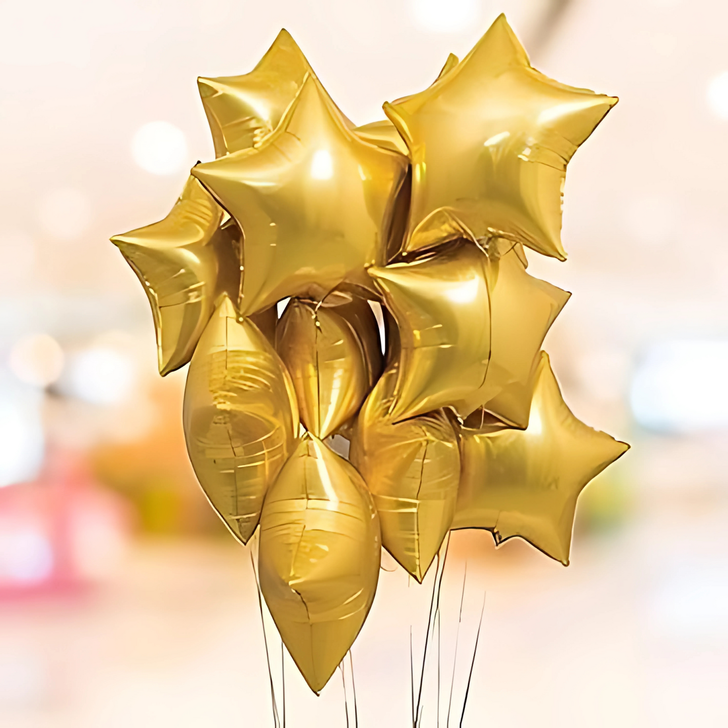Gold Star Shaped Foil Balloon - Helium Quality - 18 inches - 4PC