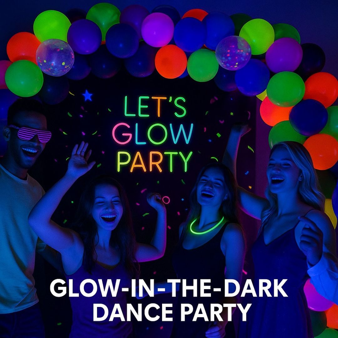 Neon Happy Birthday Banner with Glow in the Dark Balloon Arch Decoration Kit - 80PC