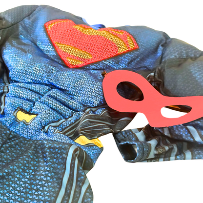 Deluxe Superman Muscular Costume w/ Cape & Red Eye Mask for Kids - Size L - Age 8 - 10 Year