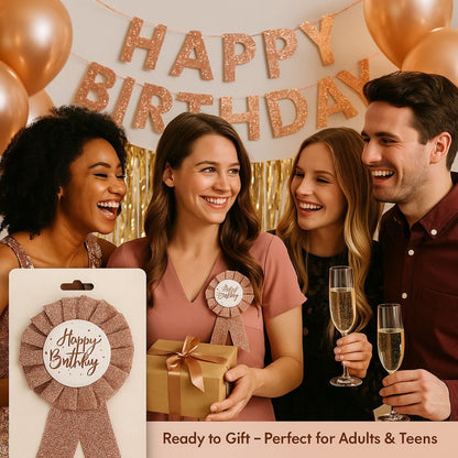 Happy Birtday Rose Gold Award Ribbon  - 1PC