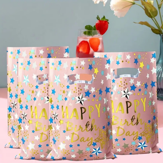 Happy Birthday Pink Foil Loot Bags for Retun Gifts or Khoibag Loots Combo - 20PC