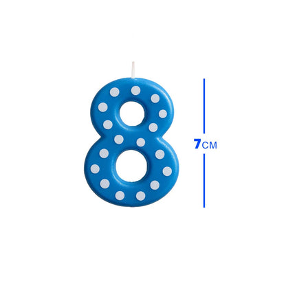 Number 8 Blue Polka Dot Candle - 1PC