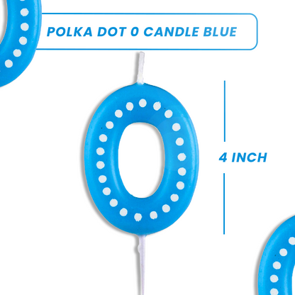 Number 0 Blue Candle w/ Polka Dot - 1PC
