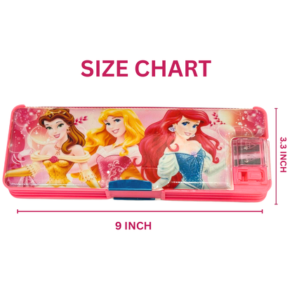 Magnetic Princess Dual Side Pencil Box with Sharpn for Girls - 1Pc