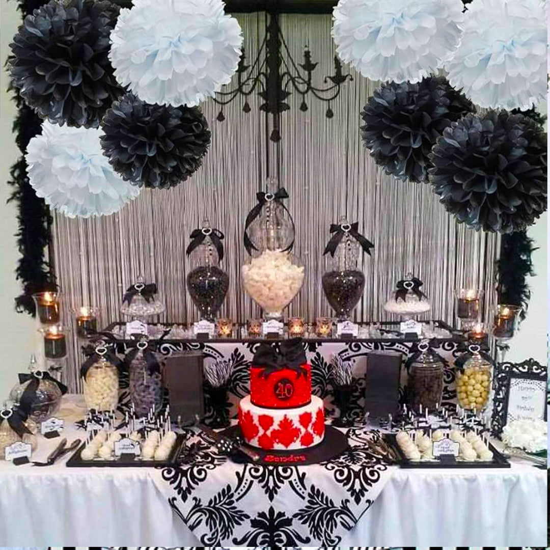 Black Fluffy Hanging Decor - 12 inches - 1PC