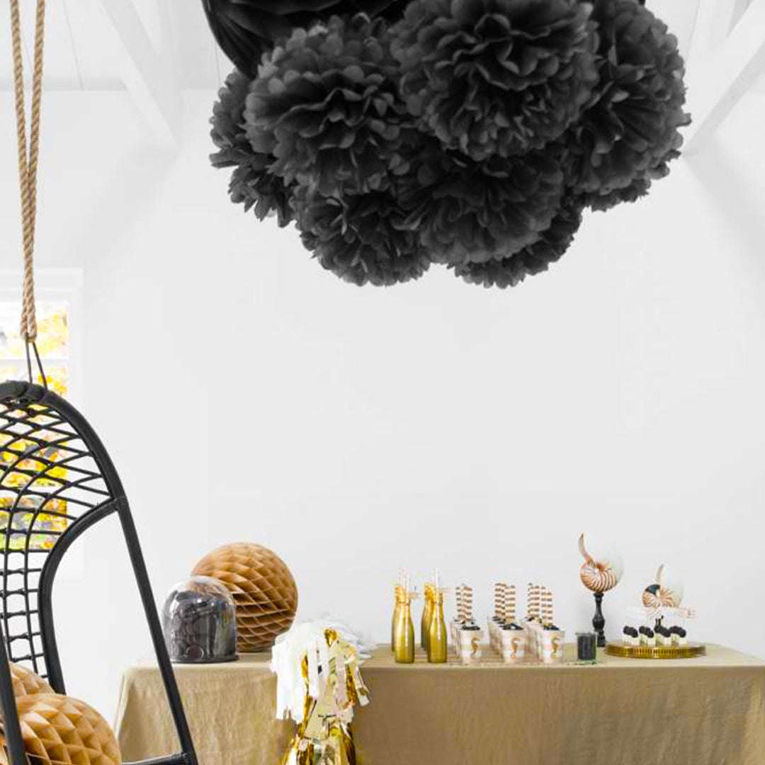Black Fluffy Hanging Decor - 12 inches - 1PC